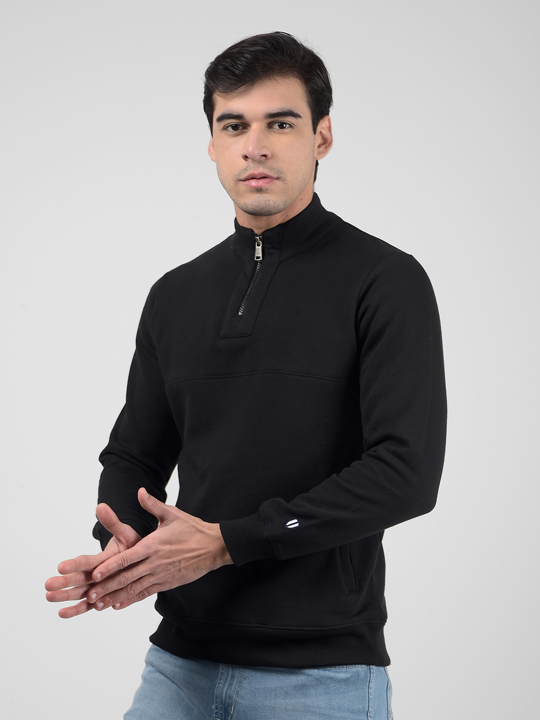 Numero Uno Men Black Mock Neck Sweatshirts